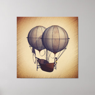 Lienzo Globos de aire caliente de Steampunk con barco