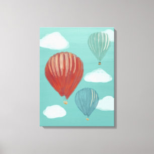 Lienzo Globos de aire caliente pintados y nubes blancas