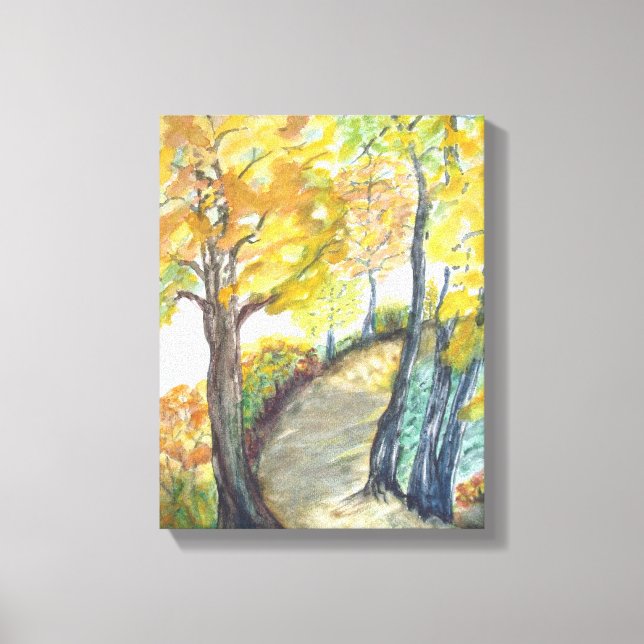Lienzo Glorioso paisaje otoñal de acuarela (Anverso)