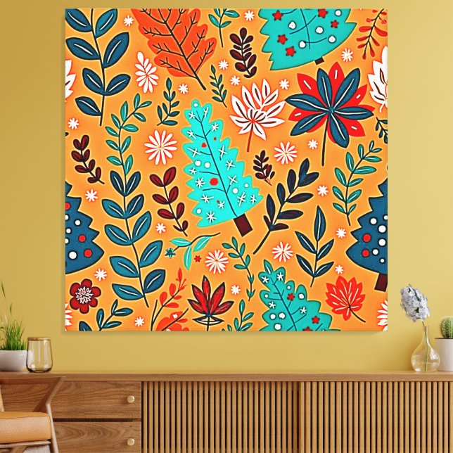 Lienzo Glowing Christmas Pattern Design (Insitu (Sala de estar))