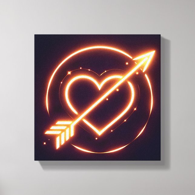 Lienzo glowing image of a heart with cupid's arrow (Anverso)