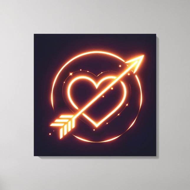 Lienzo glowing image of a heart with cupid's arrow (Anverso)