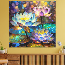 Lienzo Glowing Lotus Flowers Trio