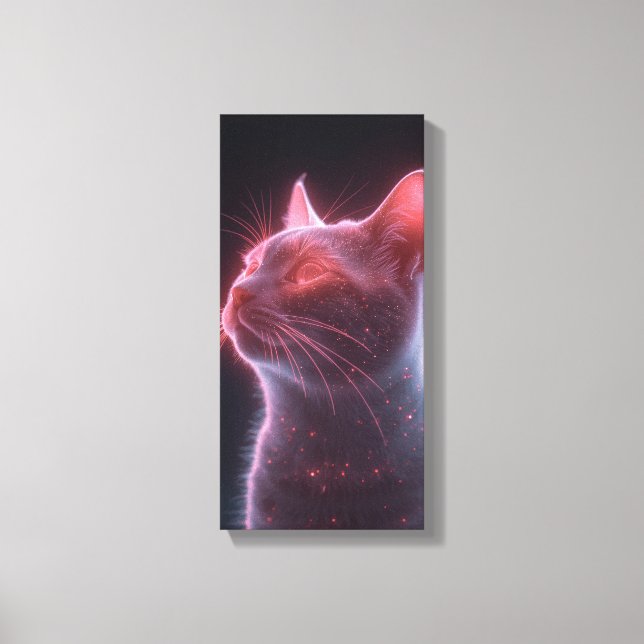 Lienzo Glowy Pink Cat Face Art Print (Anverso)