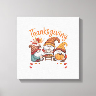 Lienzo Gnome de Acción de Gracias Otoño Leopardo Pavo T E