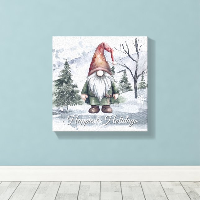 Lienzo Gnome de vacaciones de color de agua (Insitu (piso de madera))
