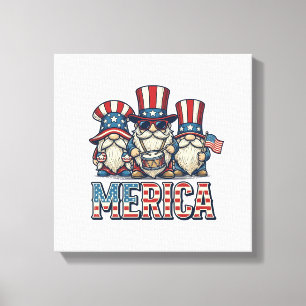 Lienzo Gnomo Patriótico Merica Diseño Vector Vintage_1