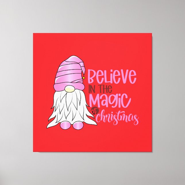 Lienzo Gnomo Rosa Festivo de Navidad - rojo (Anverso)
