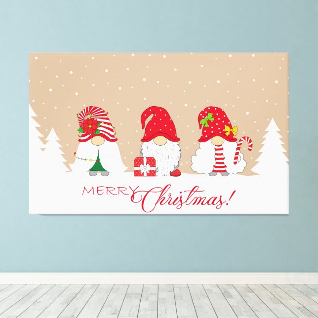 Lienzo Gnomos Feliz Navidad (Insitu (piso de madera))