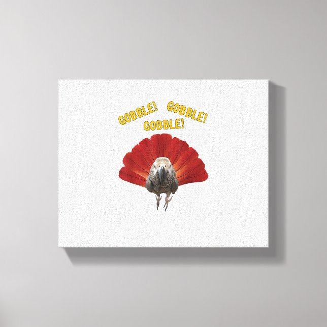 Lienzo ¡Gobble! Loro gris africano de acción de gracias e (Anverso)