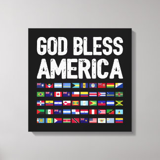 Lienzo God Bless America All Countries Latino Pride I