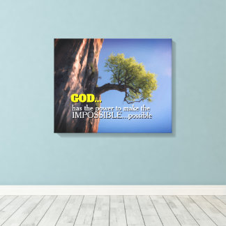 Lienzo God Can Make Impossible Possible -Cliffside Tree