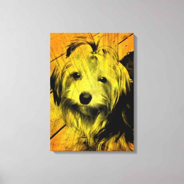 Lienzo Gold Amber Grunge Yorkshire Terrier Wall Art (Anverso)