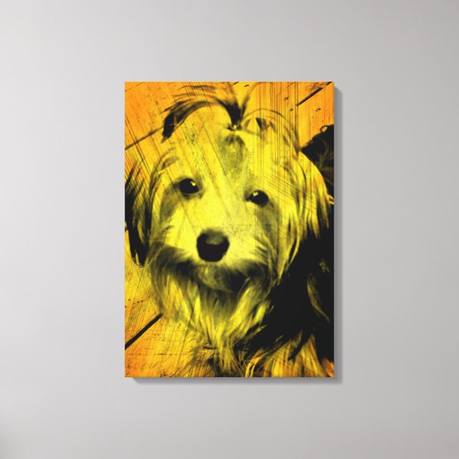 Lienzo Gold Amber Grunge Yorkshire Terrier Wall Art (Anverso)