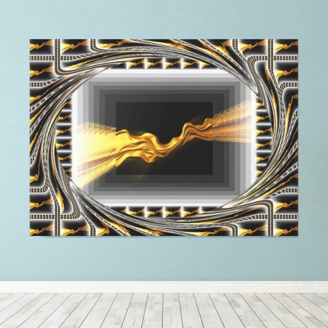 Lienzo Gold Black Monochrome Opulent Swirl Liquid Achempo (Insitu (piso de madera))