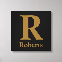 Gold Inicial/First/Family Name On Black