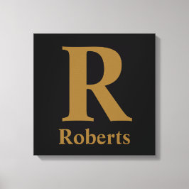 Lienzo Gold Inicial/First/Family Name On Black