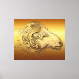 Lienzo Golden Aries Ram Canvas de Zodiac Chino