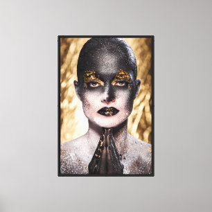 Lienzo Golden Black Woman Body Paint Fashion Art