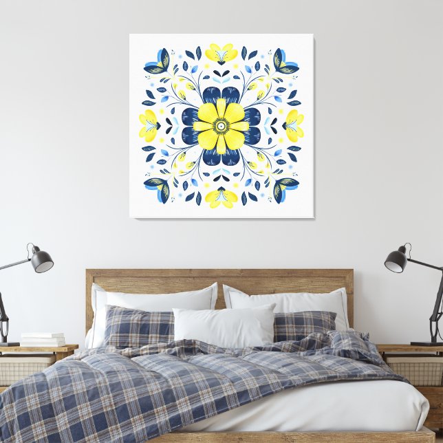 Lienzo Golden Bloom Harmony (Insitu(Dormitorio))