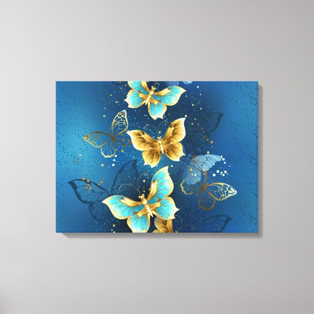 Lienzo Golden butterflies (Anverso)