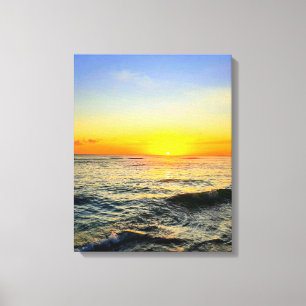Lienzo Golden Caribbean Sunset Stretched Canvas Wall Art
