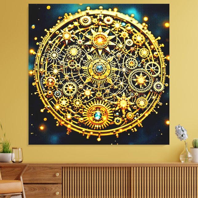 Lienzo Golden Clockwork Celestial Art (Insitu (Sala de estar))