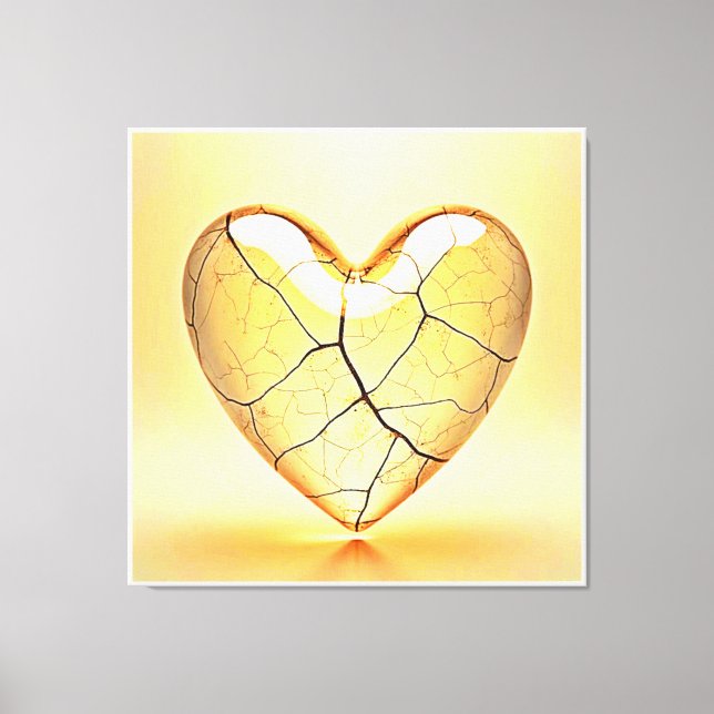 Lienzo Golden Cracked Heart Art (Anverso)