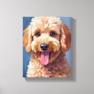 Lienzo Golden Doodle   Pintura de Acuarela de Perro Masco