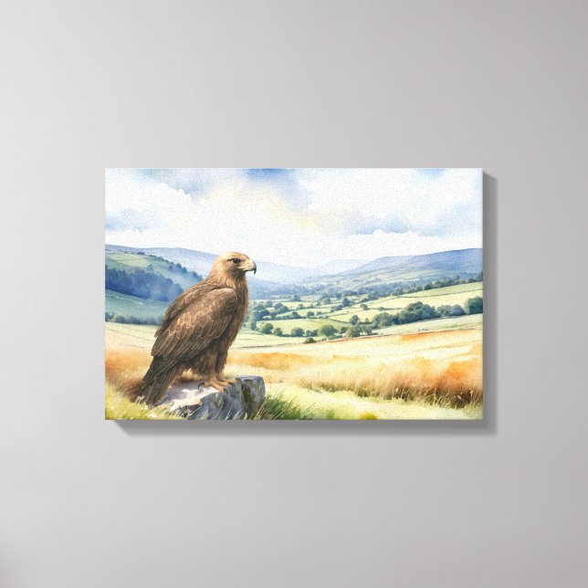 Lienzo Golden Eagle Bird Wildlife Art Watercolor Style  (Anverso)