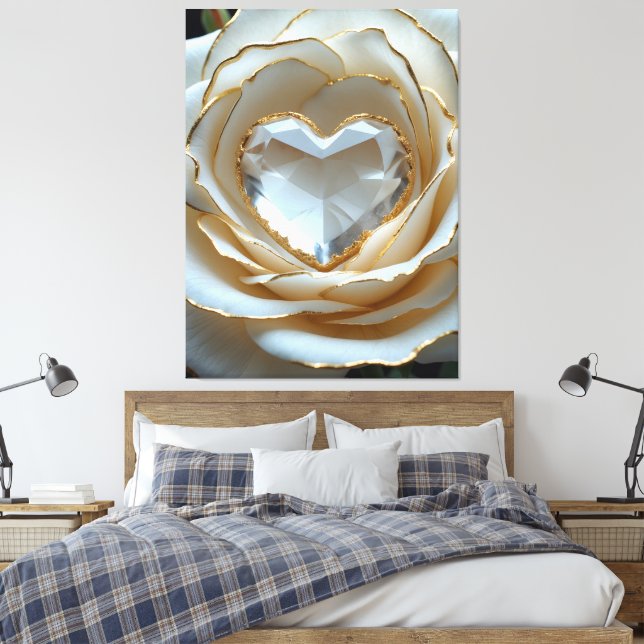 Lienzo Golden-Edged Purity Crystal Rose Canvas Art (Insitu(Dormitorio))