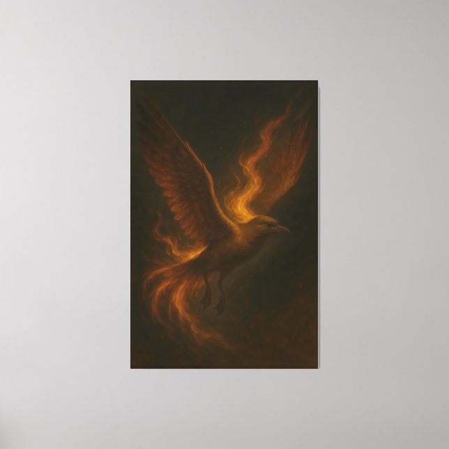 Lienzo Golden Fire Phoenix • Luxury Fine Art Canvas Print (Anverso)