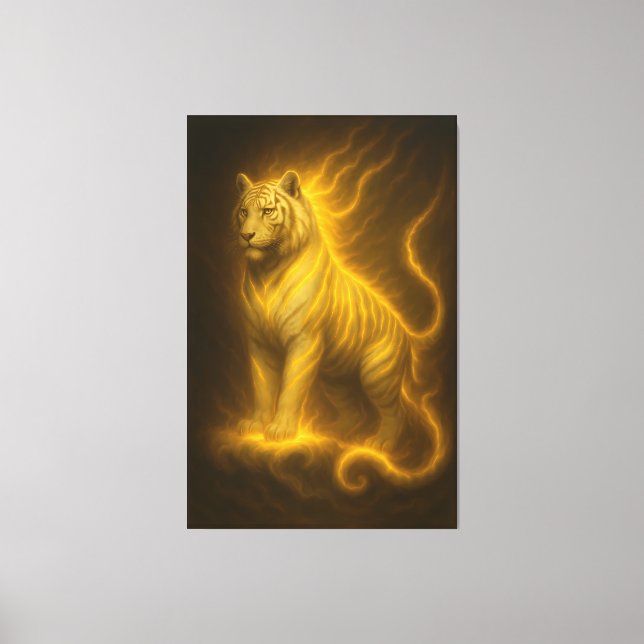 Lienzo Golden Flame White Tiger – Divine Spirit Guardian  (Anverso)