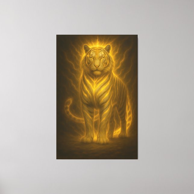 Lienzo Golden Flame White Tiger – High-End Fantasy Art Pa (Anverso)