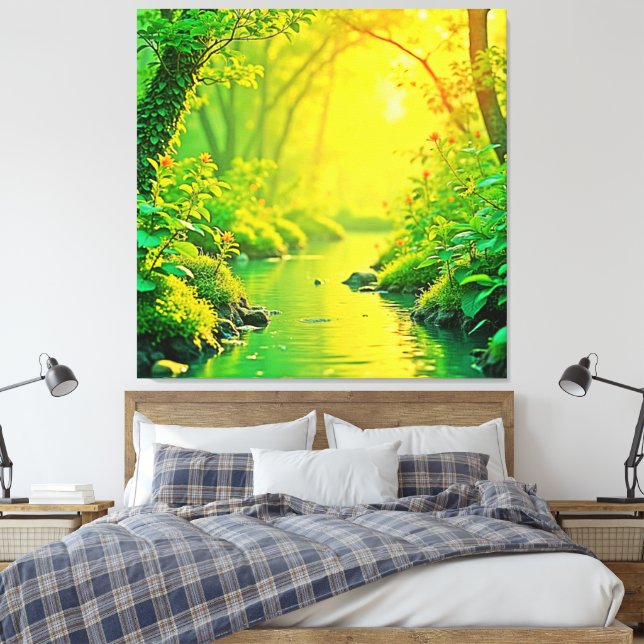 Lienzo Golden Forest Stream Peaceful Art (Insitu(Dormitorio))
