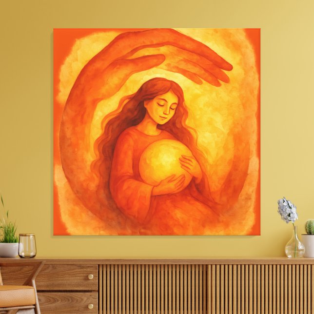 Lienzo Golden Girl Holding Light Warm Protective Art (Insitu (Sala de estar))