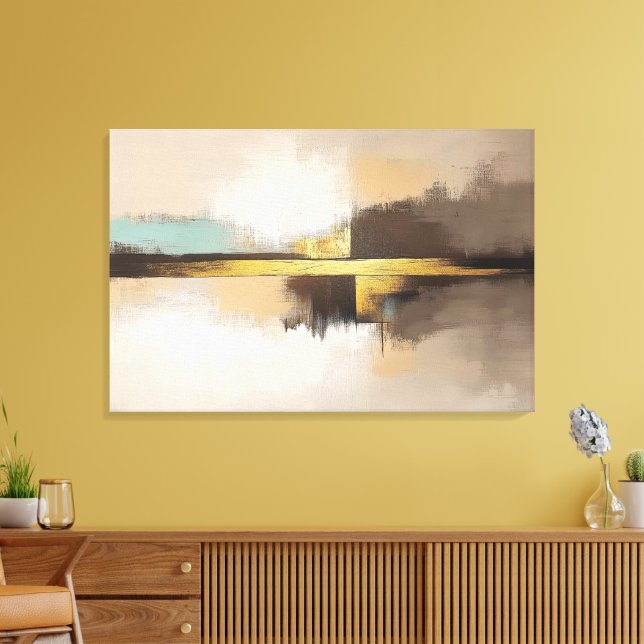 Lienzo Golden Horizon – Minimalist Abstract Landscape (Insitu (Sala de estar))