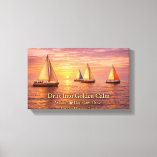 Lienzo Golden Hour Sailboats Canvas Wall Art | Coastal Su