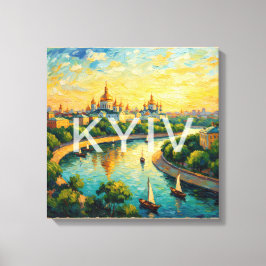 Lienzo Golden Kyiv Cathedral River Scene Canvas