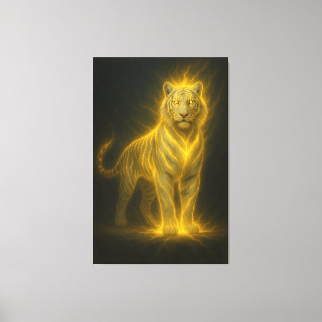 Lienzo Golden Lightning Tiger – High-End Fantasy Art Pain (Anverso)