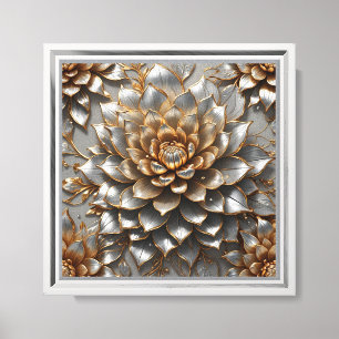 Lienzo Golden Lotus Bloom Elegante floral metálica