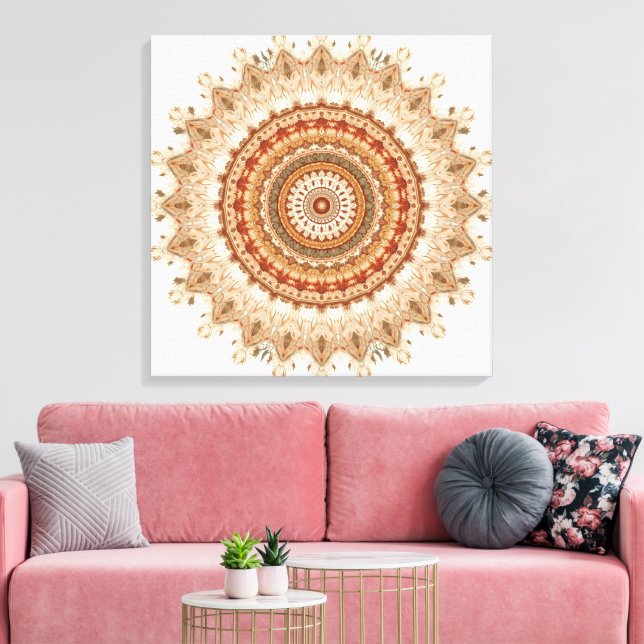 Lienzo Golden Mandala – Boho Spiritual Geometry Wall Art (Insitu (Sala de estar))