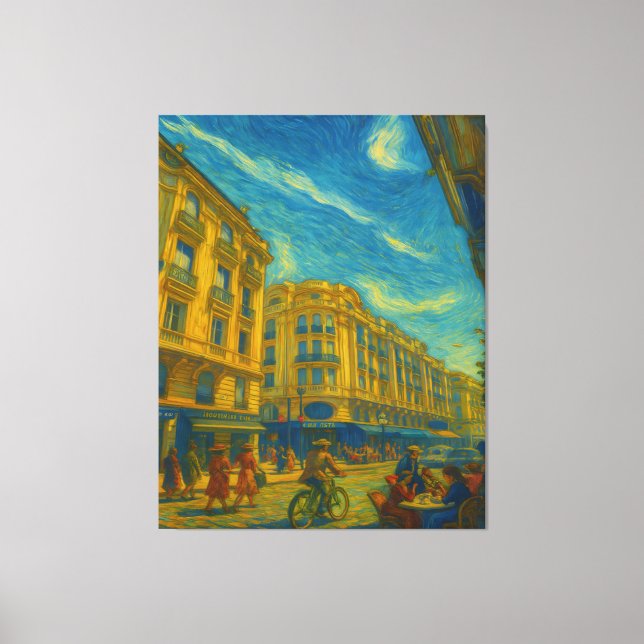 Lienzo Golden Mediterranean City Vibes – Vibrant Urban Ar (Anverso)