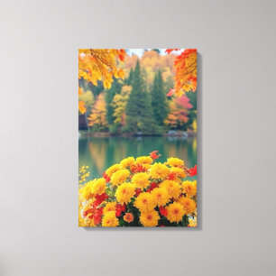Lienzo Golden Mums Blooming by Still Autumn Waters Artwor