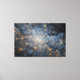 Lienzo Golden Nebula Sparkles Midnight Blue Cosmos