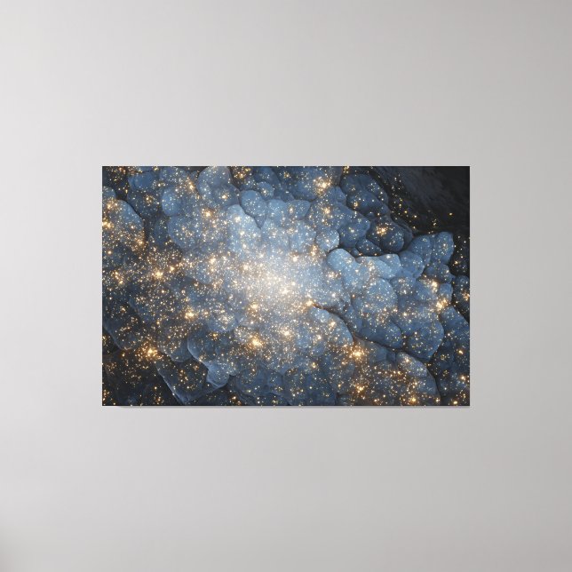 Lienzo Golden Nebula Sparkles Midnight Blue Cosmos (Anverso)
