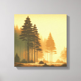 Lienzo Golden Pines Serenity – Vintage Forest Canvas Art