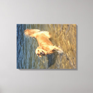Lienzo Golden retriever en el océano