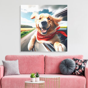 Lienzo Golden Retriever In Car Window
