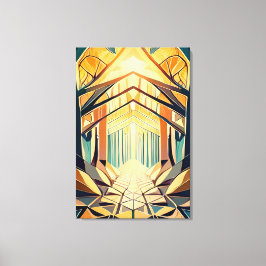 Lienzo Golden Sanctuary: Radiant Architectural Gemetric